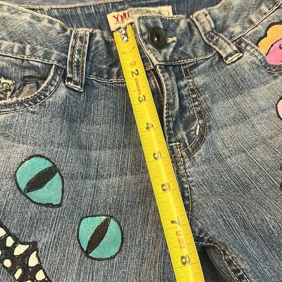 YMI Vintage hand painted Alice in wonderlands jeans - size 1 - Picture 10 of 12
